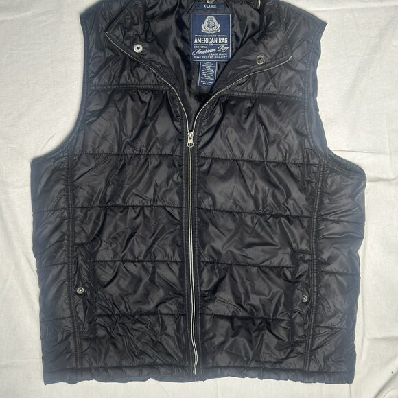 American Rag Vest Size L Sleeveless Puffer Black Full Zip - Picture 2 of 7